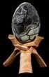 Septarian Dragon Egg Geode - Black Crystals #36716-1